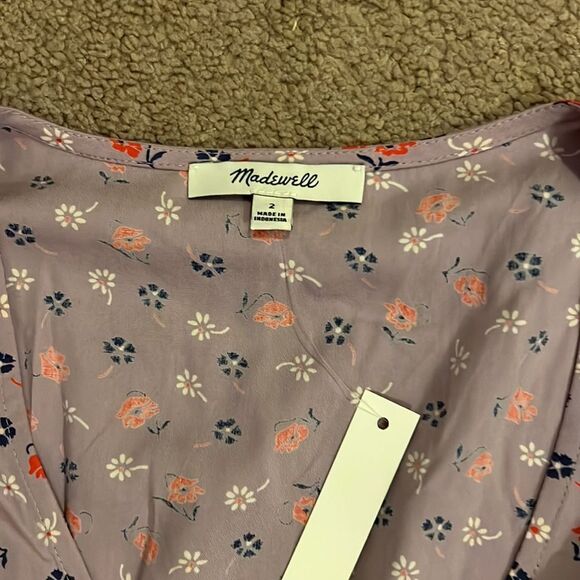 NWT Madewell purple tie wrap top in prairie posies 2 - Picture 7 of 9